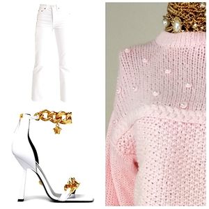 Designers Originals Knit/Crochet Pearl High Low Cut Sweater